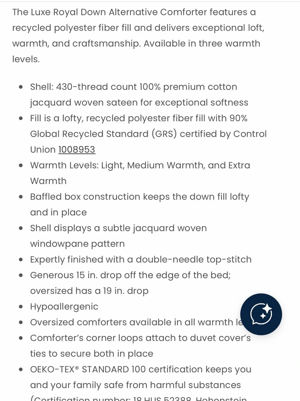 Legends Luxury Luxe Royal Down Alternative Light Warmth Comforter